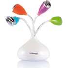Flower 4 port USB hubs with LED light