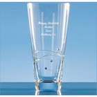 25cm Diamante Conical Vase with Spiral Design Cutting