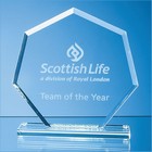 19cm X 19cm X 1cm Jade Glass Facet Pentagon Award