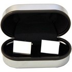 Rectangular Silver Cuff Links Rhodium Plated In Chrome Cufflink Case