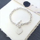 Sterling Silver Heart Charm Toggle Bracelet