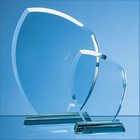 15cm X 12mm Jade Glass Autumn Leaf Award