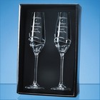 2 Diamante Champagne Flutes with Modena Spiral Cutting in an attractive Gift Box