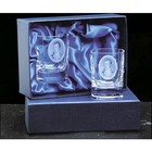 Pair of crystal square tot glasses