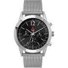 Gents chronograph watch with leather strap and dome lens