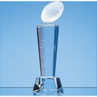 21cm Optical Crystal Rugby Ball Column Award