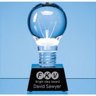 6.5cm Dia Optical Crystal Lightbulb Award Mounted on an Onyx Black Crystal Base