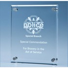 25cm x 20cm Clear Glass Wall Display Plaque inc Fixing Kit