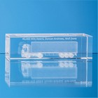 20cm x 6cm x 6cm 3D Engraved Optical Crystal Rectangle, H or V