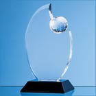 17.5cm Optical Crystal Globe Award Mounted on an Onyx Black Base