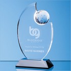23cm Optical Crystal Globe Award Mounted on an Onyx Black Base