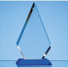 20.5cm Optical Crystal Facet Diamond Award on a Sapphire Blue Base