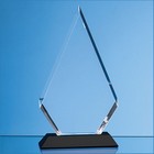 18cm Optical Crystal Facet Diamond Award on an Onyx Black Base