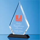 22.5cm Optical Crystal Facet Diamond Award on an Onyx Black Base