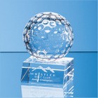 8cm Optical Crystal Golf Ball Mounted on a Clear Crystal Base