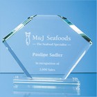 18cm x 25cm x 12mm Jade Glass Bevelled Edge Clipped Square Award