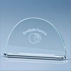 14cm x 8.5cm x 7mm Clear Glass Half Moon on an Aluminium Base