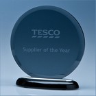 15.5cm x 10mm Smoked Glass Circle on a Black Piano Finish Base
