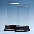 16.5cm x 10cm x 10mm Crystal Rectangle on a Rosewood Base