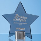 14cm Smoked Glass Star Mounted on a Brushed Aluminium Base