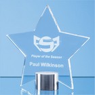14cm Clear Glass Star Mounted on a Brushed Aluminium Base