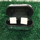 Square Cuff Links Rhodium Plated In Chrome Cufflink Case