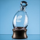 Dartington Crystal Rugby Ball Decanter with Wooden Base