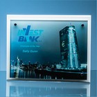 15cm x 20cm x 5mm Clear Glass Rectangle mounted on a 17mm Thick White Wood Plaque