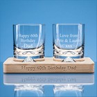 2 off 260ml Dimple Base Whisky Tumblers on a Beech Wood Base