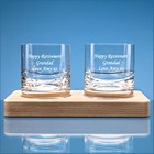 2 off 310ml Verona Crystalite Whisky Tumblers on a Beech Wood Base