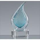 17cm Handmade Glass Frosted Teal Teardrop Award