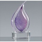17cm Handmade Glass Frosted Heather Teardrop Award