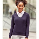 Russell Collection Ladies Cotton Acrylic V Neck Sweater