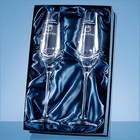 2 Diamante Champagne Flutes Featuring 3 Swarovski Crystals Bonded To The Side Of The Flute And Supplied In A Satin Lined Presentation Box