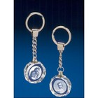Crystal faceted circle Keyring -3D engraved