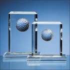 15cm Optical Crystal Golf Ball Rectangle Award