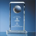 24cm Optical Crystal Golf Ball Rectangle Award