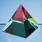 5cm Coloured Optical Crystal 4 Sided Pyramid