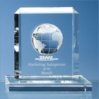 15cm Optical Crystal Globe Rectangle Award