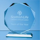 14.5cm X 15mm Jade Glass Facetted Octagon Award