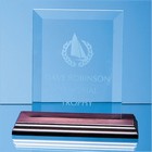 15cm X 10cm Bevelled Glass Rectangle On Wood Base