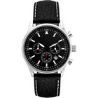 Gents chronograph watch with leather strap and dome lens