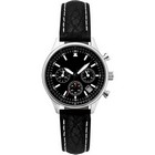 Ladies chronograph watch with leather strap and dome lens