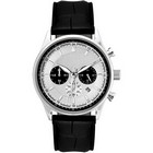 Gents chronograph watch with leather strap and dome lens