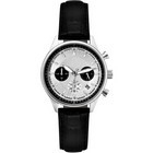 Ladies chronograph watch with leather strap and dome lens