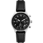 Ladies chronograph watch with leather strap and dome lens